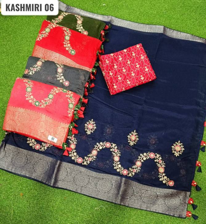 Kashmiri 06 By Kalpatru Spun Cotton Work Designer Sarees Exporters In India